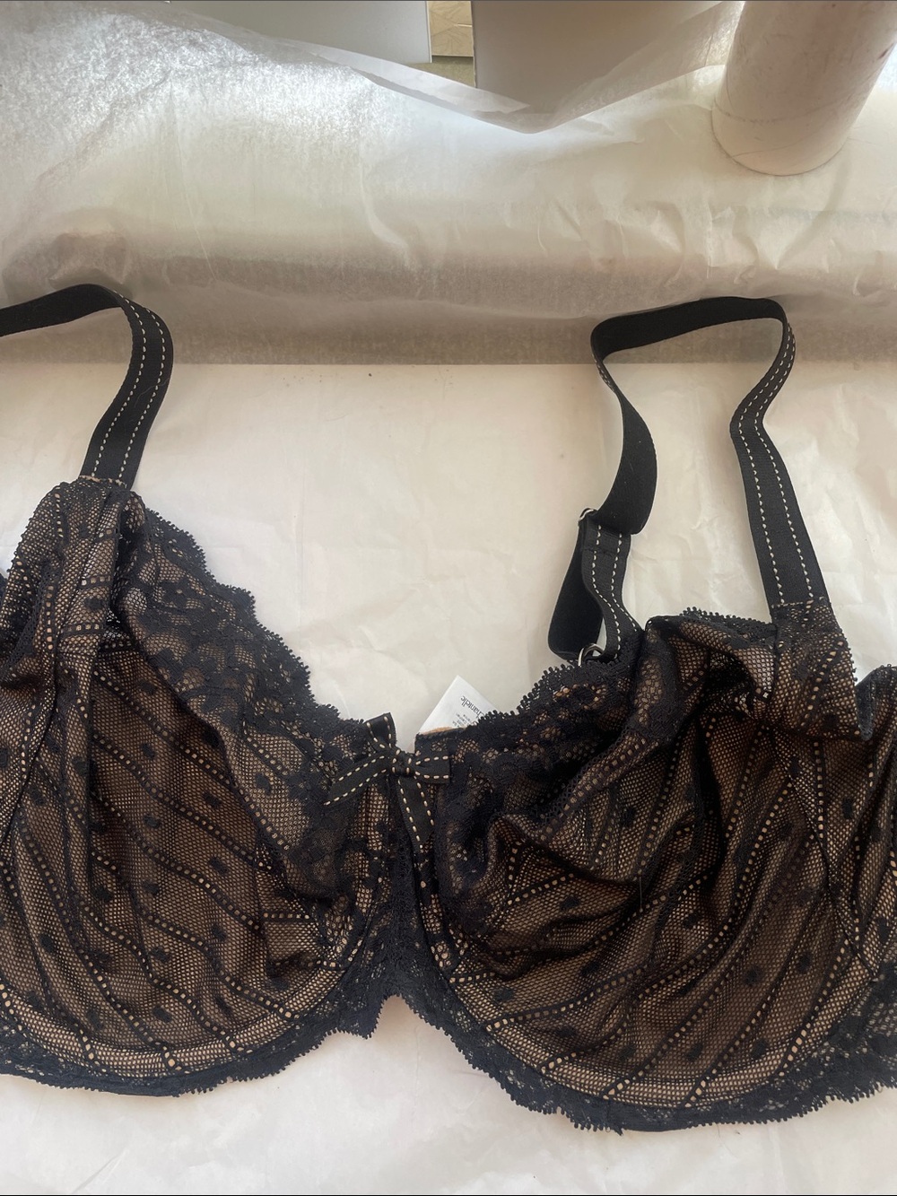 Chantelle Black Lace Underwire Bra with Nude Lining